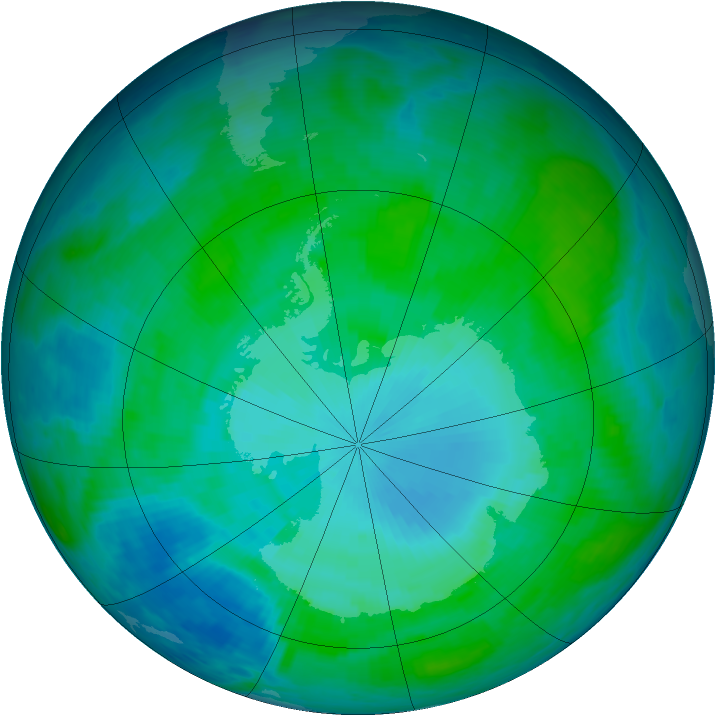Antarctic ozone map for 19 January 1986
